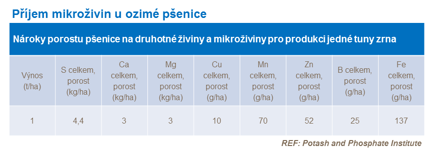 Příjem mikroživin u ozimé pšenice